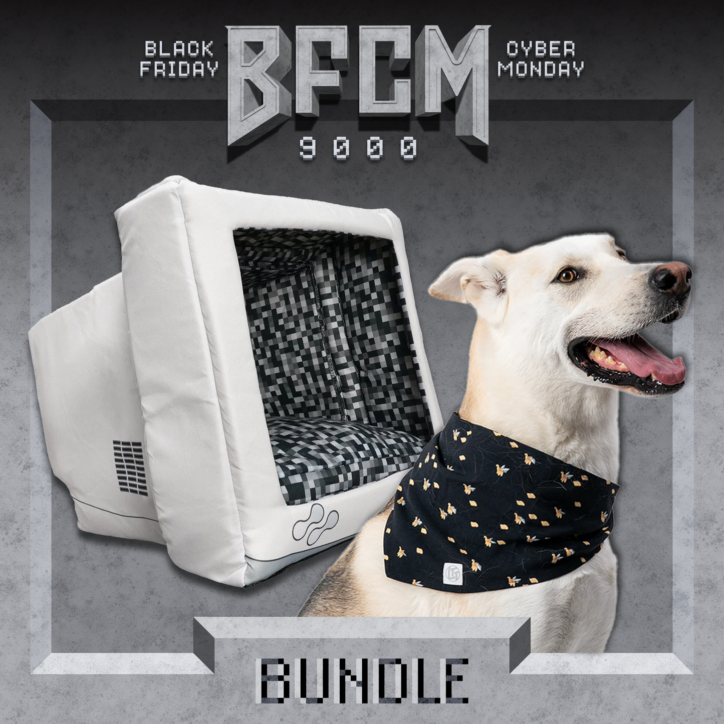 Retro Monitor Pet Cave & Screensaver Pet Bandana Bundle
