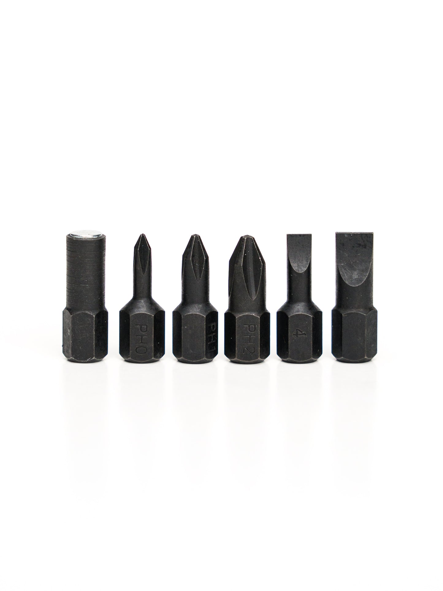 6 black phosphate-coated S2 steel bits
