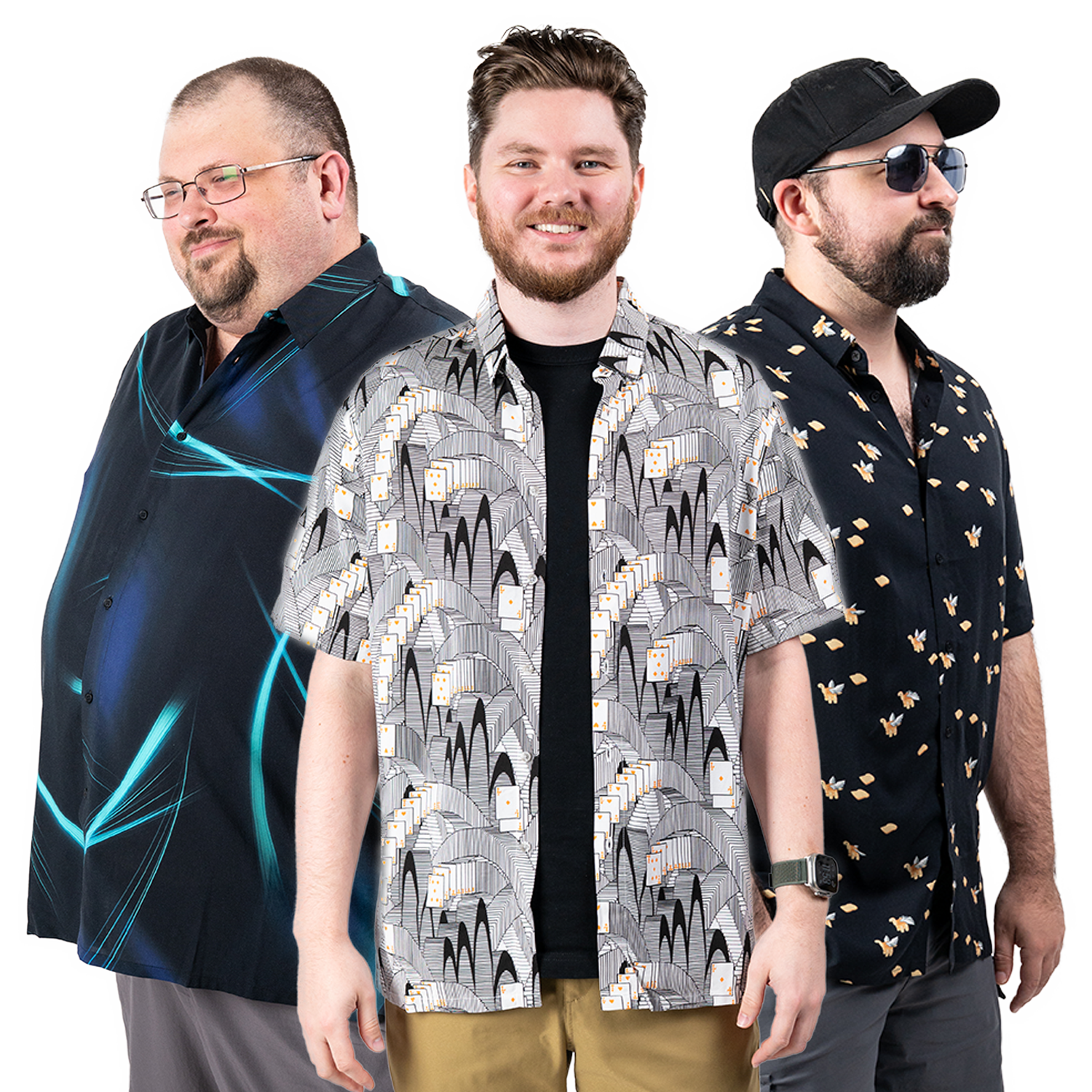 Models: Jordan, Size: XXX-Large, Height: 6’/183cm | Chewy, Size: Large, Height: 6’2”/188cm | Plouffe, Size: Large, Height: 5’7”/170cm