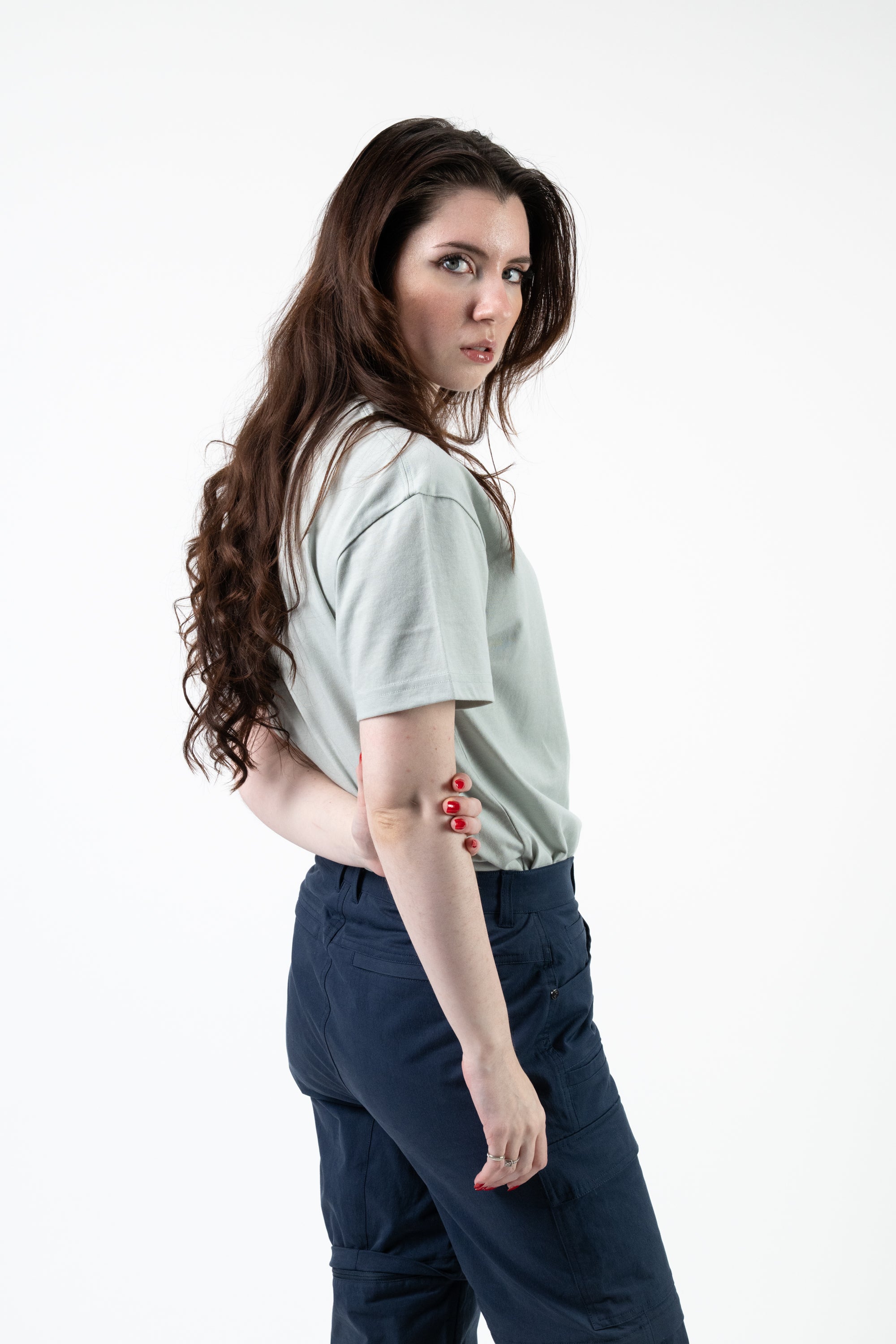 Model: Tatjana, Size: Small, Height: 5’7”/170cm #color_jade grey