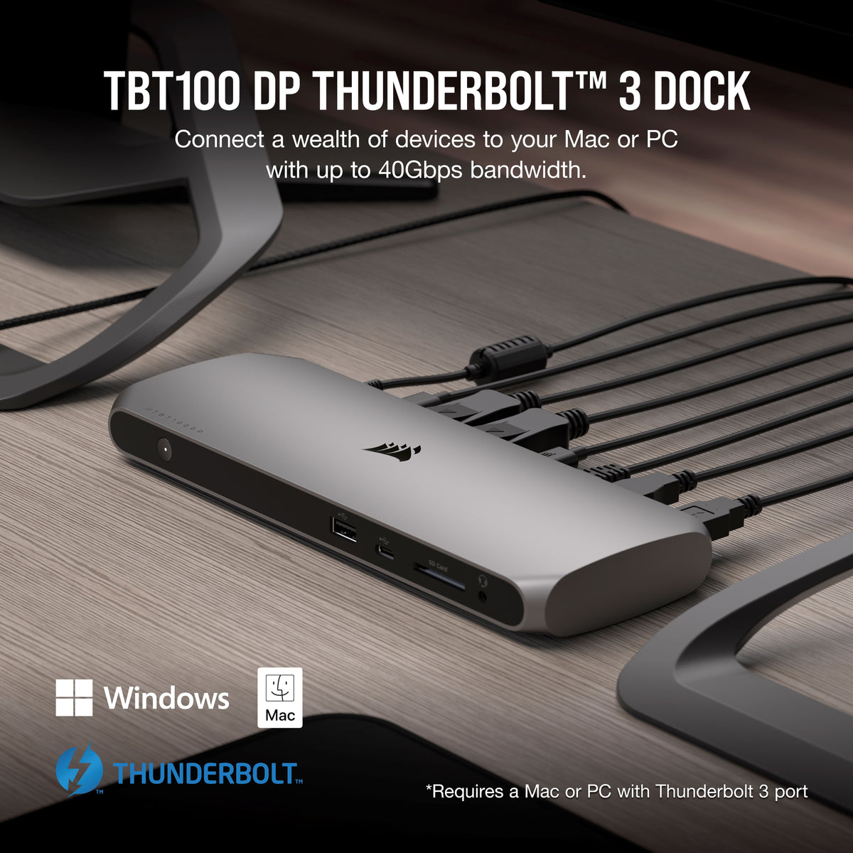 Station d'accueil Corsair TBT100 DP Thunderbolt 3 avec DisplayPort