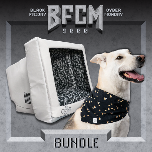 Retro Monitor Pet Cave & Screensaver Pet Bandana Bundle