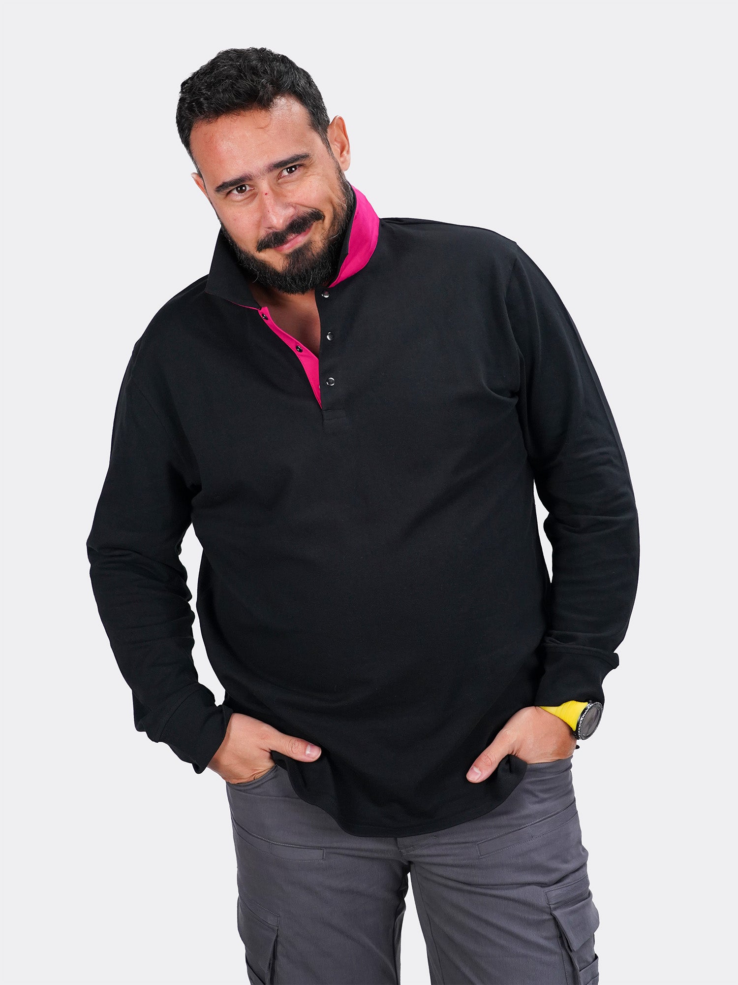 トップス MAN-TLE LongSleeve Polo sizeM KDFJPTH Mens Long Sleeve Polo Shirts Long Sleeve 0 Tops Black L