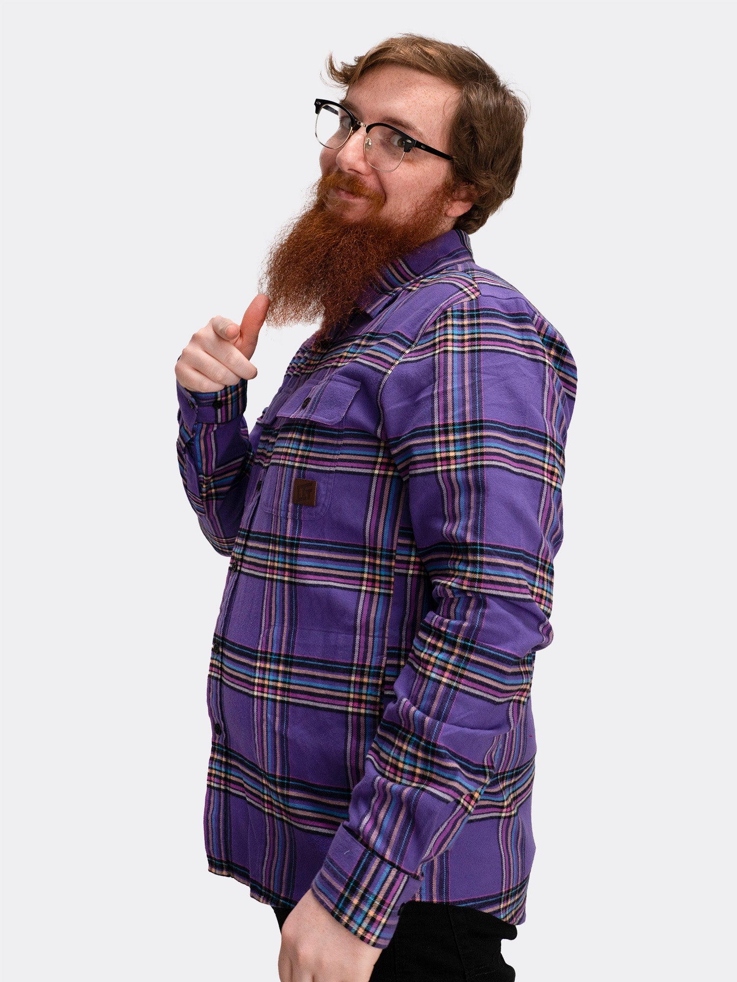 Purple and gold plaid sales shirt